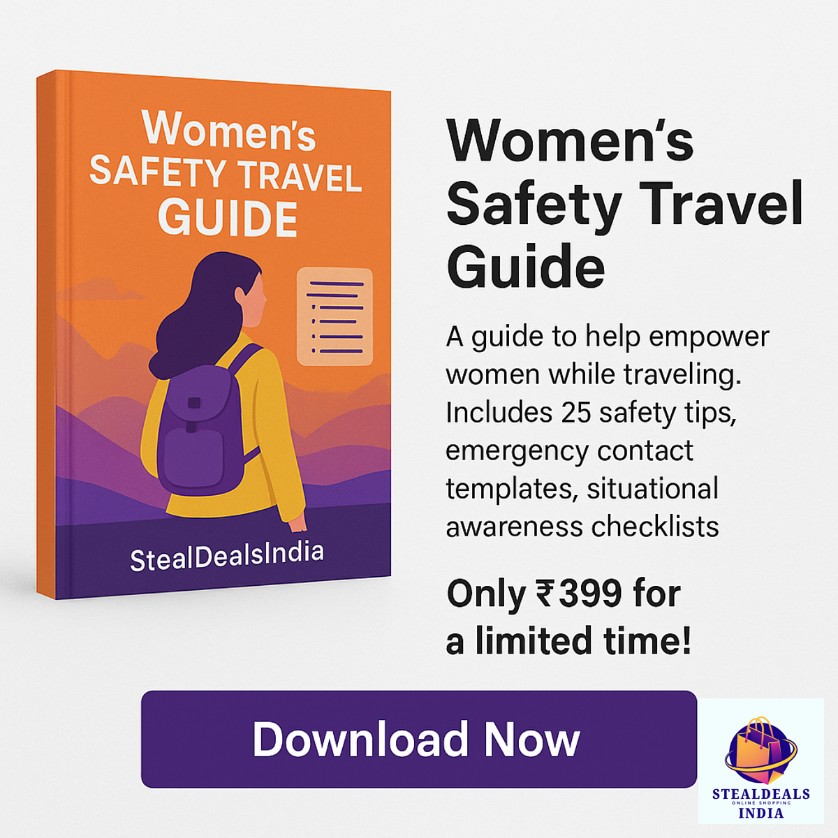25 Proven Women’s Travel Safety Tools & Tips — Just ₹199 (Launch Price)