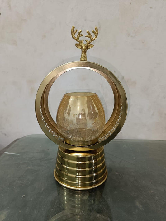 ✨ Regal Antler Circle Candle Holder with Golden Glass
