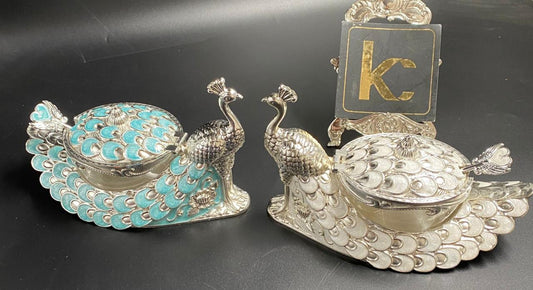 ✨ German Silver Peacock Dry Fruit & Sweet Holder